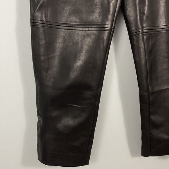 Aritzia Wilfred High Waisted Tie Belt Black Faux Leather Pants Size 2 - Picture 6 of 16